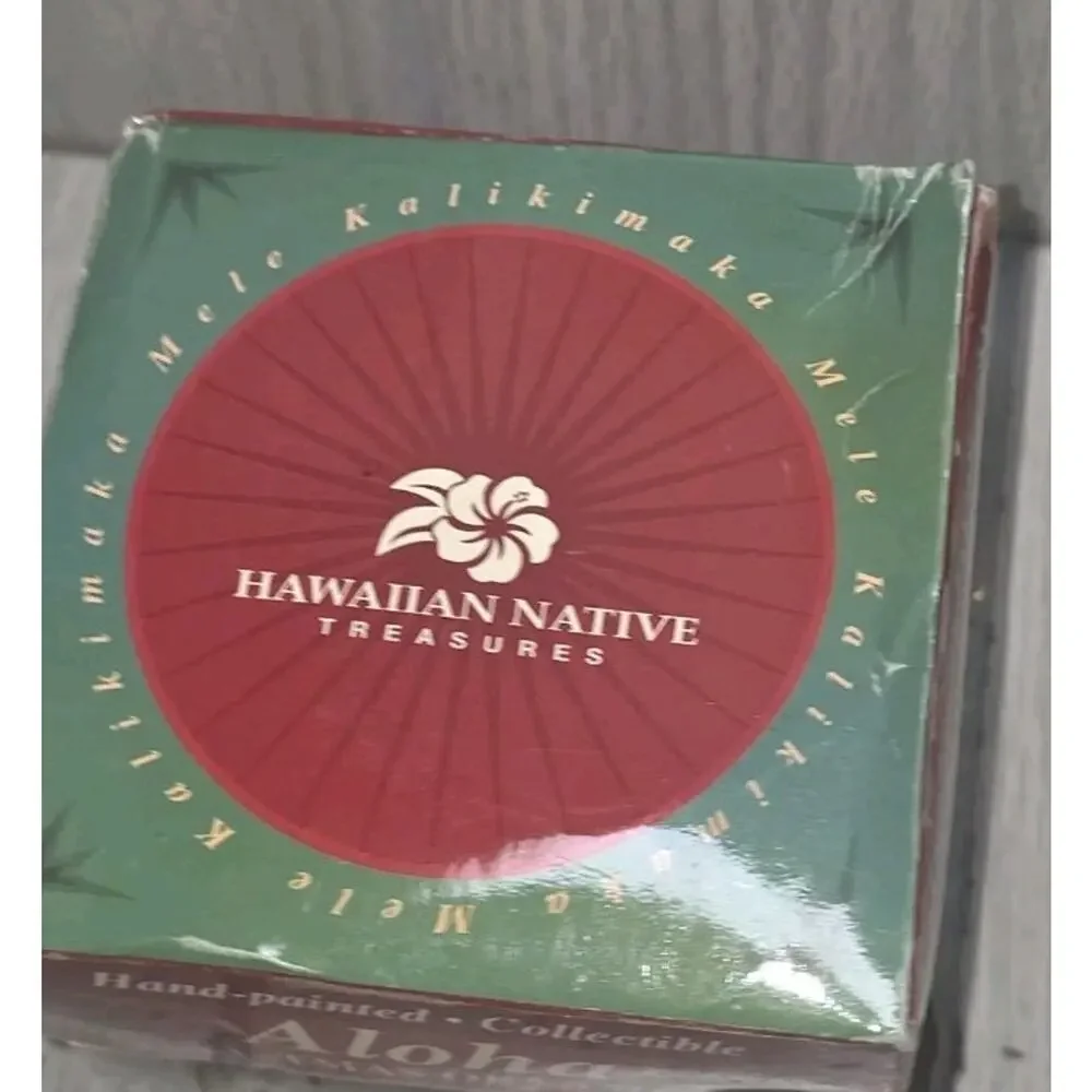 Vintage Hawaiian Native Flower Handpainted Christmas Ornaments Bulbs Set Of 2